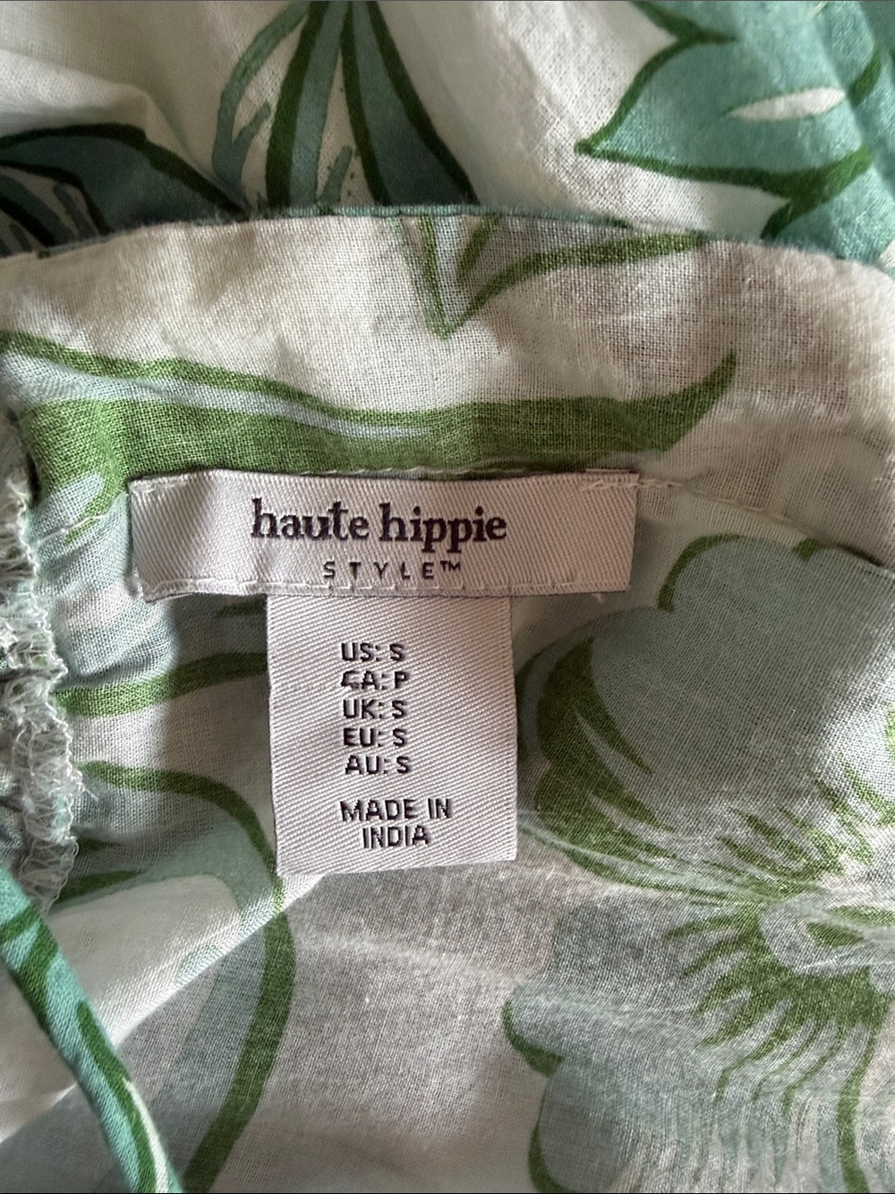 Haute Hippie Style Green Floral Tiered Boho Maxi Resortwear Coverup Dress size S - Picture 4 of 6